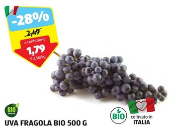 ALDI UVA FRAGOLA BIO 500 G offerta