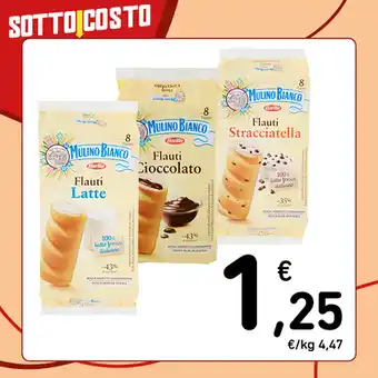 Conad FLAUTI MULINO BIANCO BARILLA latte, cioccolato, stracciatella, 8 pezzi, 280 g offerta