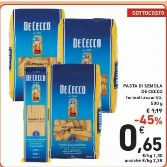 Conad De Cecco Semola Di Grano Duro Casareccia 588 500 G(ml) offerta
