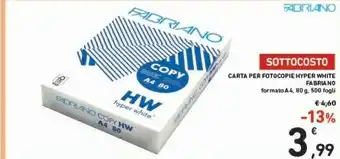 Conad Fabriano Carta Per Fotocopie Hyper White Formato A4 offerta