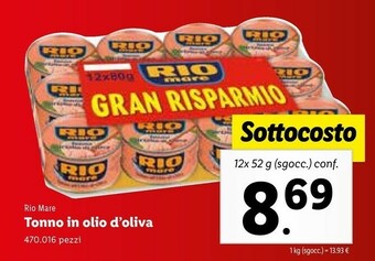 Lidl Rio Mare Tonno All'Olio Di Oliva offerta