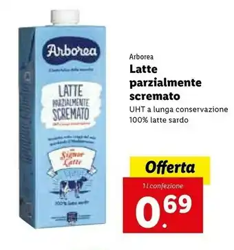 Arborea Latte Parzialmente Scremato UHT A Lunga Conservazione