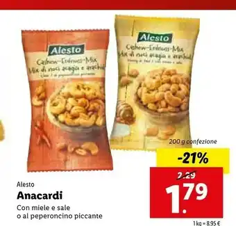 Lidl Alesto Anacardi Con Miele E Sale O Al Peperoncino offerta