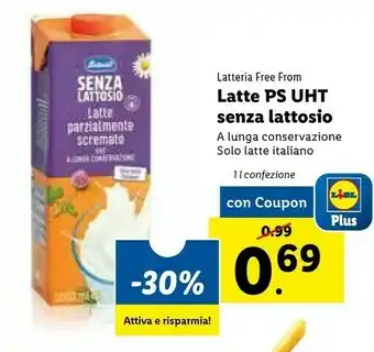 Lidl Latteria - Free From Lattosio Latte Parzialmente Scremato UHT 1000 G(ml) offerta