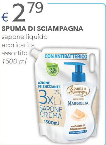 Acqua & Sapone SPUMA DI SCIAMPAGNA sapone liquido ecoricarica assortito 1500 ml offerta