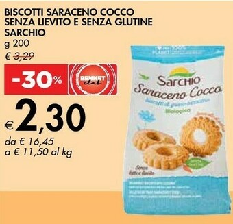 Bennet Sarchio Biscotti Di Grano Saraceno Con Cocco Biologici 200 G(ml) offerta