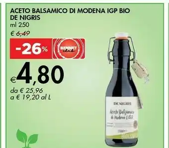 Bennet De nigris Aceto Balsamico Di Modena Igp Bio offerta