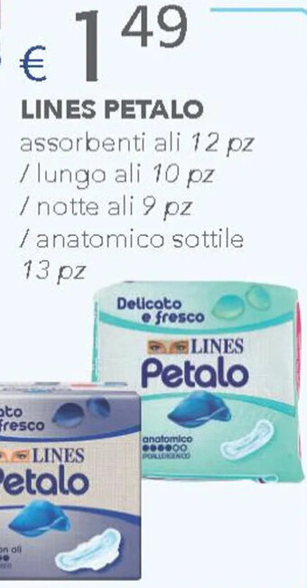 Acqua & Sapone LINES PETALO assorbenti ali 12 pz /lungo ali 10 pz /notte ali 9 pz offerta