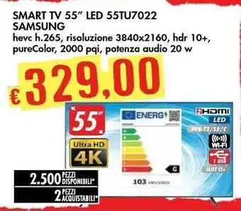 Bennet Samsung Series 7 55TU7092 139,7 Cm (55") 4K Ultra HD Smart TV Wi-Fi Nero offerta