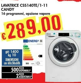 Bennet Candy Smart CSS1410TE/1-11 Lavatrice Libera Installazione Caricamento Frontale 10 Kg 1400 Giri/min E Bianco offerta
