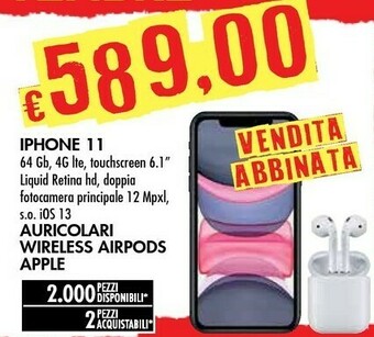 Bennet Apple IPhone 11 15,5 Cm (6.1") 64 GB Doppia SIM 4G Verde IOS 13 offerta