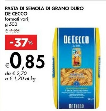 Bennet De Cecco Pasta Di Semola Di Grano Duro offerta
