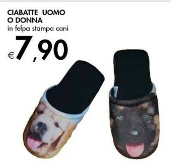 Bennet Ciabatte Uomo O Donna In Felpa Stampa Cani offerta