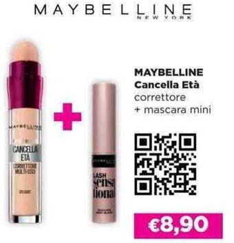 Acqua & Sapone MAYBELLINE Cancella Età correttore + mascara mini offerta