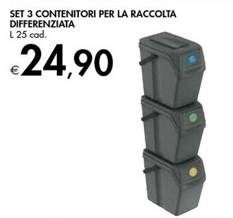 Bennet Set 3 Contenitori Per La Raccolta Differenziata offerta