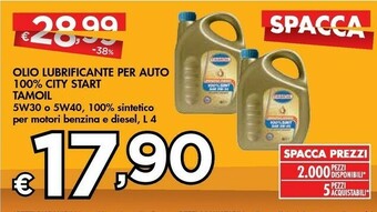 Bennet Tamoil City Start SAE 5W-30 B/D Olio Per Motore 4 L Auto offerta