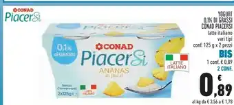Conad Conad - Yogurt Magro Caffè 0.1% Di Grassi Piacersi 250 G(ml) offerta