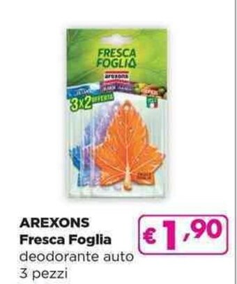 Acqua & Sapone AREXONS Fresca Foglia deodorante auto 3 pezzi offerta