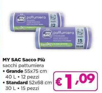 Acqua & Sapone MY SAC Sacco Più sacchi pattumiera Grande 55x75 cm/ Standard 52x68 cm offerta