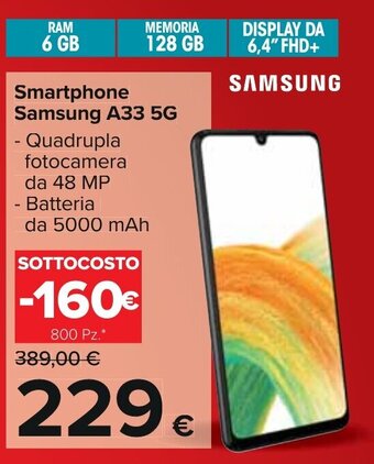Carrefour Smartphone Samsung A33 5G offerta