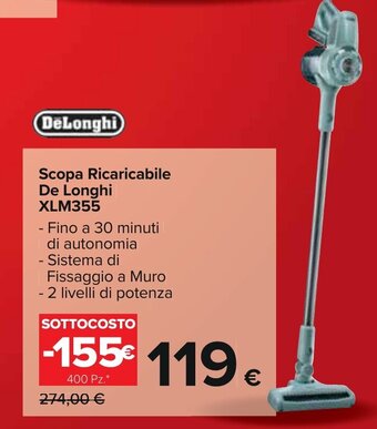 Carrefour Scopa Ricaricabile De Longhi XLM355 offerta