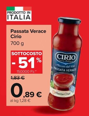 Carrefour PASSATA VERACE CIRIO 700 g offerta