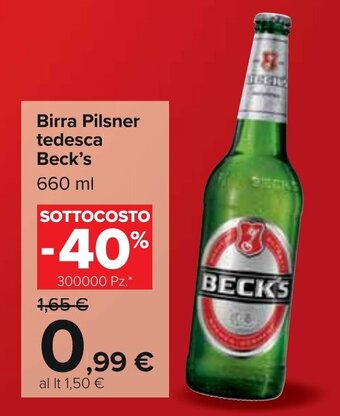 Carrefour Birra Pilsner tedesca Beck's 660 ml offerta