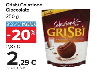Carrefour Grisbì Colazione Cioccolato 250 g offerta