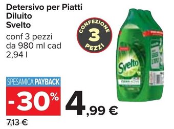 Carrefour Detersivo per Piatti Diluito Svelto 2,94 l offerta