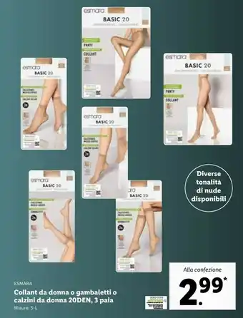 Lidl Esmara Collant Da Donna O Gambaletti O Calzini Da Donna 20den, 3 Paia offerta