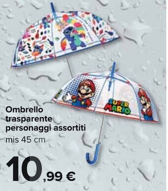 Carrefour Ombrello trasparente personaggi assortiti 45 cm offerta