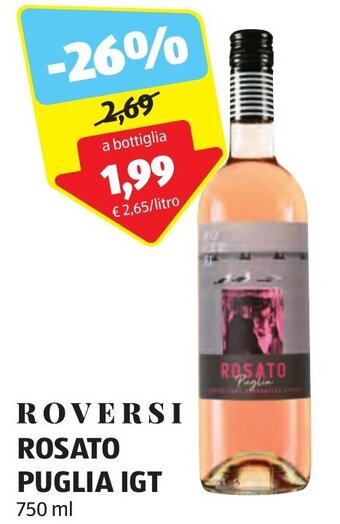ALDI ROVERSI ROSATO PUGLIA IGT 750 ml offerta