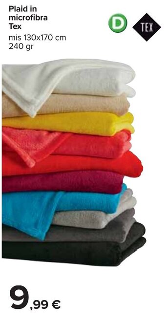 Carrefour Plaid in microfibra Tex mis 130x170 cm 240 gr offerta
