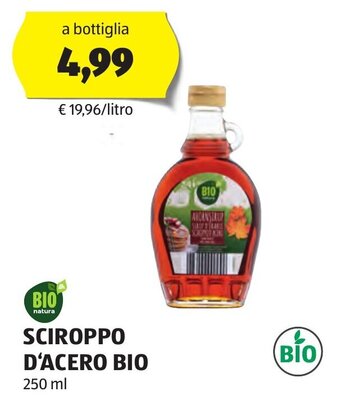 ALDI BIO SCIROPPO D'ACERO BIO 250 ml offerta