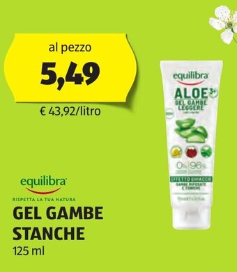 ALDI equilibra GEL GAMBE STANCHE 125 ml offerta