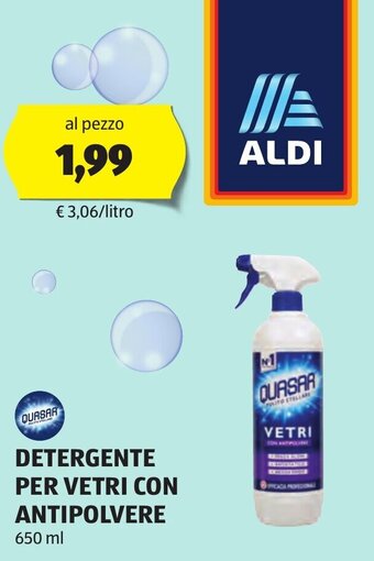 ALDI Quasar DETERGENTE PER VETRI CON ANTIPOLVERE 650 ml offerta