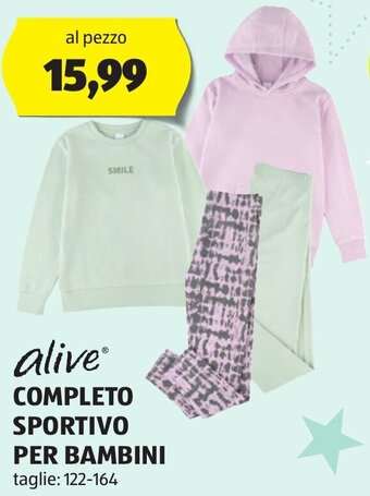 ALDI alive COMPLETO SPORTIVO PER BAMBINI taglie: 122-164 offerta