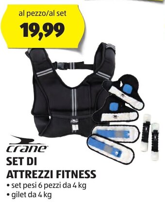 ALDI crane SET DI ATTREZZI FITNESS • set pesi 6 pezzi da 4 kg offerta