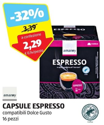 amaroy CAPSULE ESPRESSO compatibili Dolce Gusto 16 pezzi