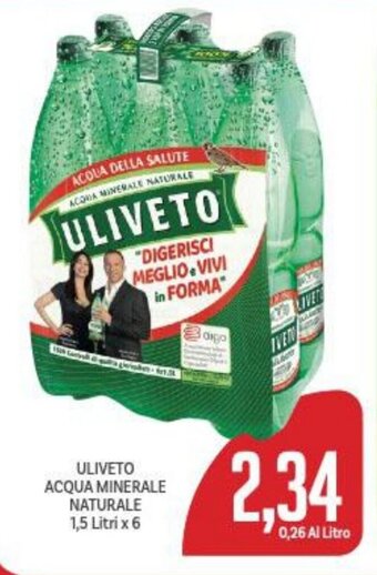 Supermercati Piccolo ULIVETO ACQUA MINERALE NATURALE 1,5 Litri x 6 offerta