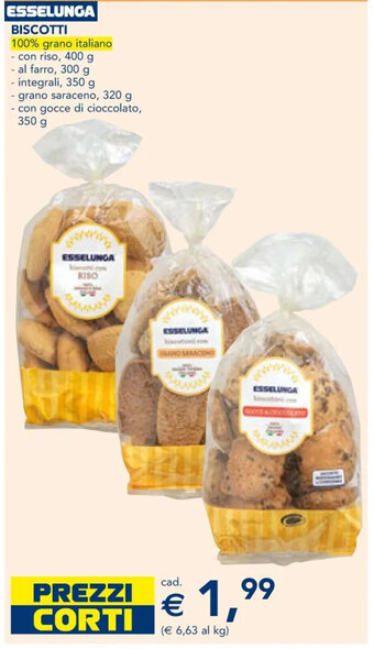 Esselunga ESSELUNGA BISCOTTI 100% grano italiano - con riso, 400 g offerta