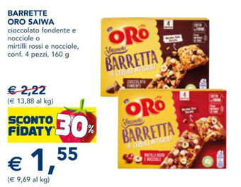 Esselunga BARRETTE ORO SAIWA conf. 4 pezzi, 160 g offerta