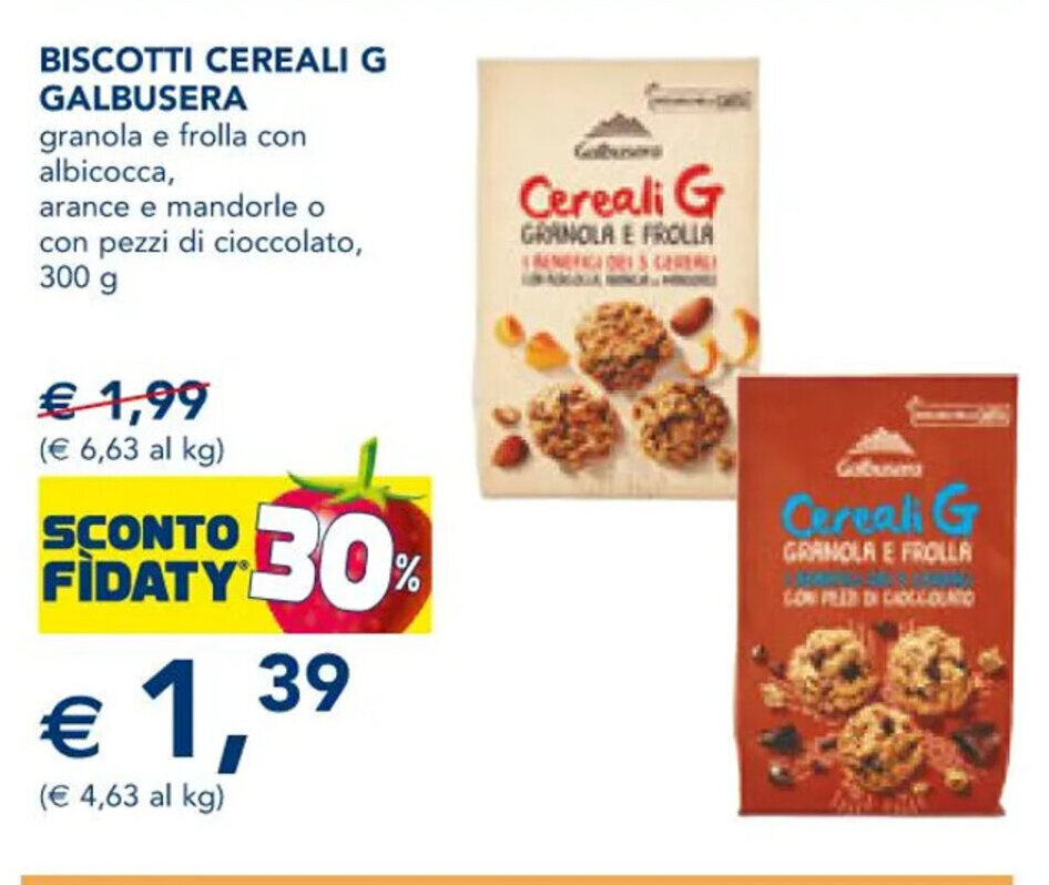 BISCOTTI CEREALI G GALBUSERA 300 g offerta di Esselunga