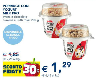 Esselunga PORRIDGE CON YOGURT MILK PRO 200 g offerta