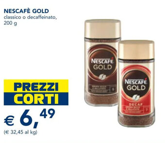 Esselunga NESCAFÈ GOLD classico o decaffeinato, 200 g offerta