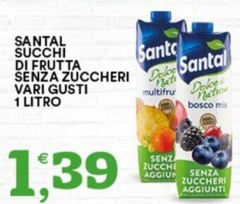 Gecop SANTAL SUCCHI DI FRUTTA SENZA ZUCCHERI VARI GUSTI 1 LITRO offerta
