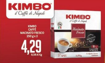 Supermercati Piccolo KIMBO CAFFÈ MACINATO FRESCO 250 g x 2 offerta