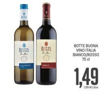 Supermercati Piccolo BOTTE BUONA VINO ITALIA BIANCO/ROSSO 75 cl offerta