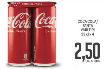 Supermercati Piccolo COCA COLA/ FANTA VARI TIPI 33 cl x 4 offerta