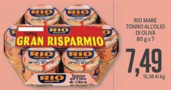 Supermercati Piccolo RIO MARE TONNO ALL'OLIO DI OLIVA 80 g x 7 offerta